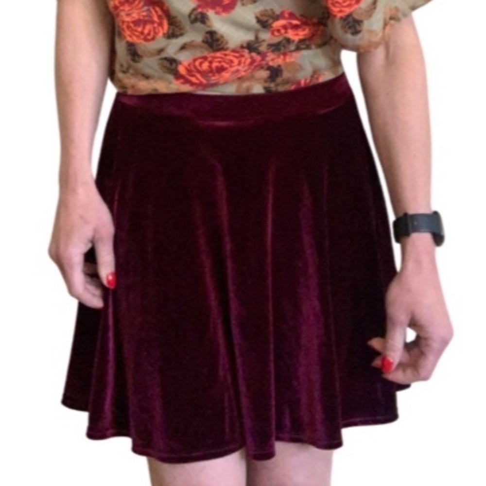 Rolla Coster Burgundy Velvet Mini Skirt